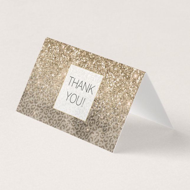 Brown Leopard Print Guld Glitter gnistra Kort (Framsida)