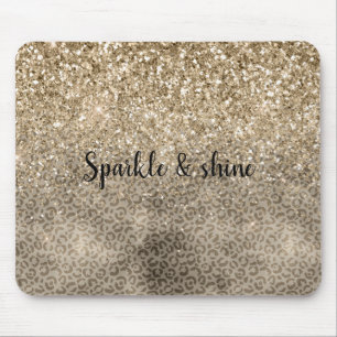 Brown Leopard Print Guld Glitter gnistra Musmatta