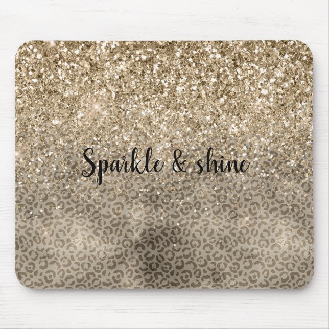 Brown Leopard Print Guld Glitter gnistra Musmatta (Framsidan)