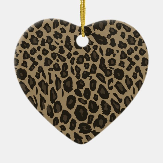 Brown Leopard Print Julgransprydnad Keramik (Framsidan)