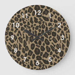 Brown Leopard Print Stor Klocka
