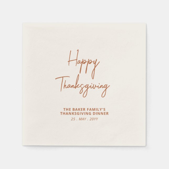 Brown Lettering Happy thanksgiving Party Pappersservett (Framsidan)