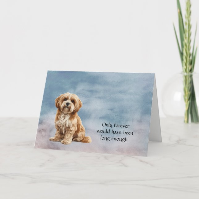 Brown Lhasa Apso Sympathy Condolence Card Helgkort (Framsida)