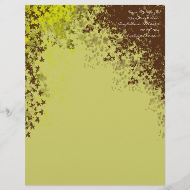 Brown & Lime Lövs Letterhead Brevhuvud (Framsida)