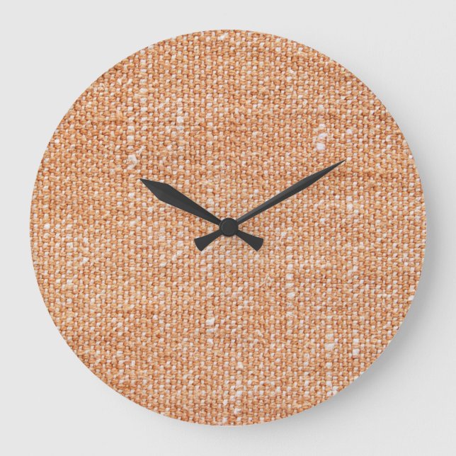 Brown Linen Canvas Struktur Background Stor Klocka (Framsida)