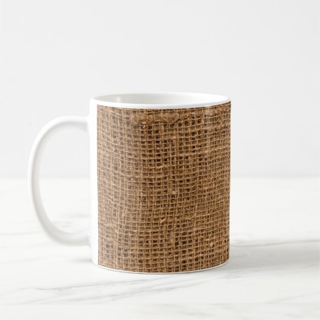 Brown Linen Canvas Struktur Kaffemugg (Vänster)