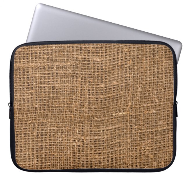 Brown Linen Canvas Struktur Laptop Fodral (Framsidan)