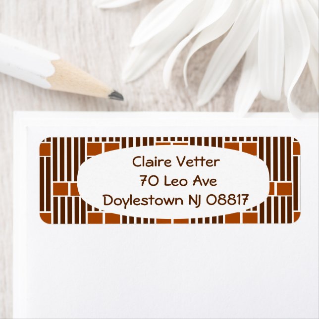Brown Linjer och Boxes Returadress Etikett (Insitu)