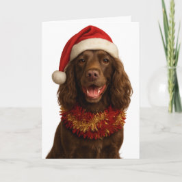 Brown / Liver Cocker Spaniel Happy Christmas card Kort