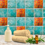 Brown Livets träd W/ Flowers & Orange Färg Boho Kakelplatta<br><div class="desc">Brun Livets träd med blommor och orange bakgrund. Brown boho Árbol de la Vida. Colorful livets träd som talar historiska rötter,  förfäder,  etnisk tillhörighet. Fira Hispanic Heritage med den här färgstarka mexikanska konsten biet,  dekorerad med ljusa turkos,  gult och rödblommor från färg.</div>