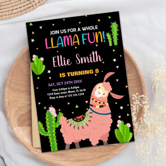 Brown Llama Roligt Llama Birthday-inbjudningar Inbjudningar (Brown Llama Fun Llama Birthday Invitations)