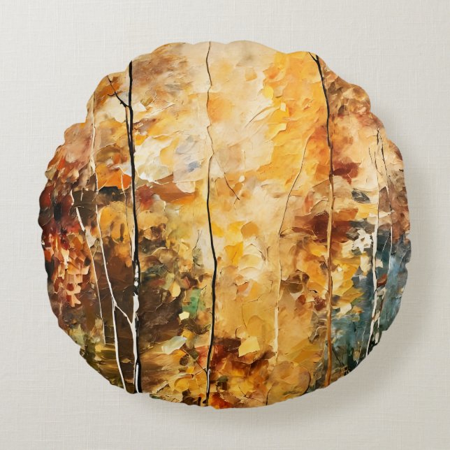 Brown Löv Nature Abstrakt Art Rund Kudde (Framsidan)