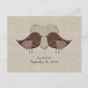 Brown Lovebird Linen Leta efter Spara datum Meddelande Vykort