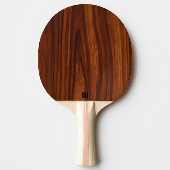 Brown Mahogany Wood Struktur Monogram Pingisracket (Framsidan)