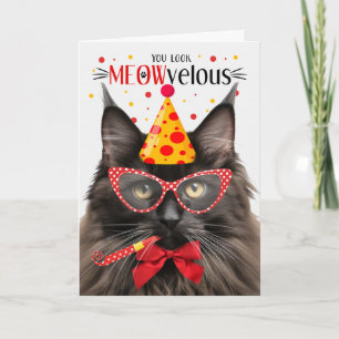 Brown Maine Coon Cat MEOWvelous Birthday Kort