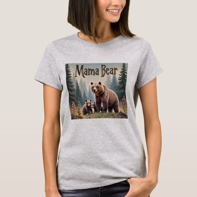 Brown Mamma Bear Unge Forest Mors dag T-shirt (Framsida)