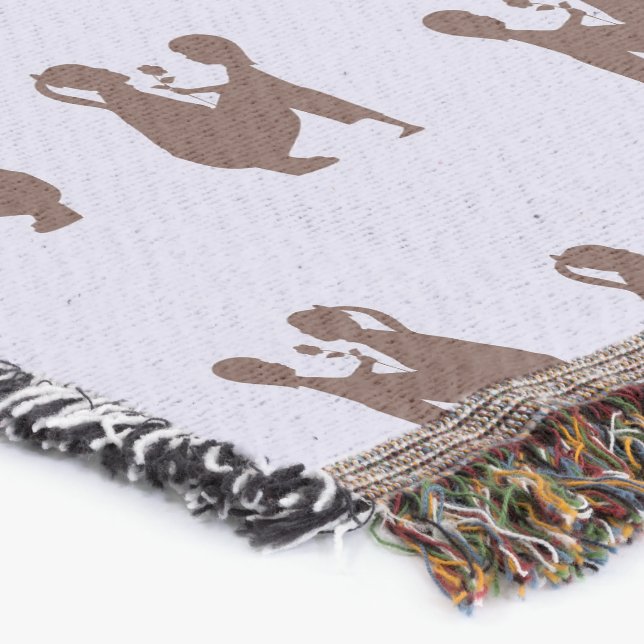 Brown mamma och barnsilhuett filt (Hörn)