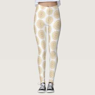 Brown Mandala Mönster på White Background Elegant Leggings