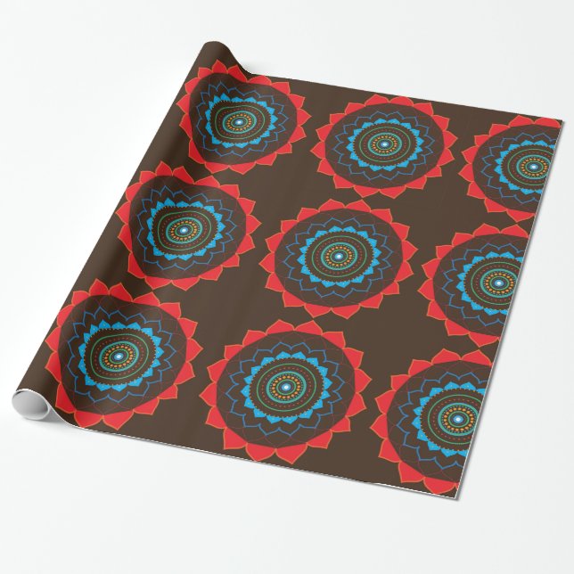 Brown Mandala Wrapping Papper Presentpapper (Utrullad)