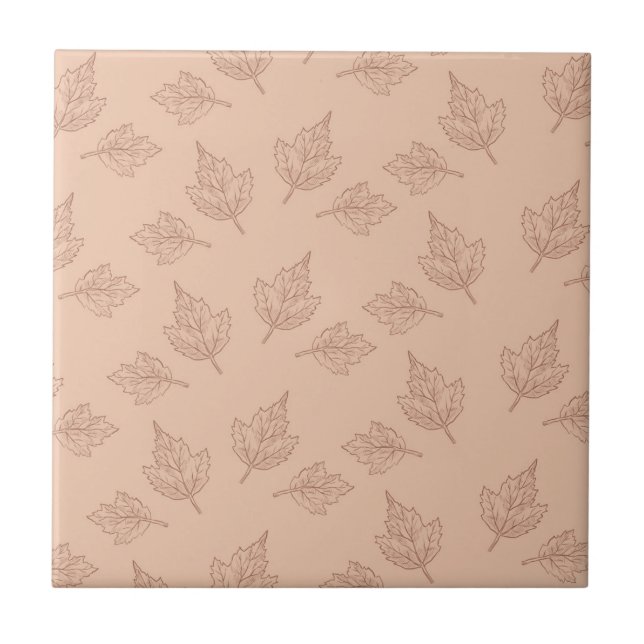 Brown Maple Löv Vintage Line Löv Mönster Kakelplatta (Framsidan)