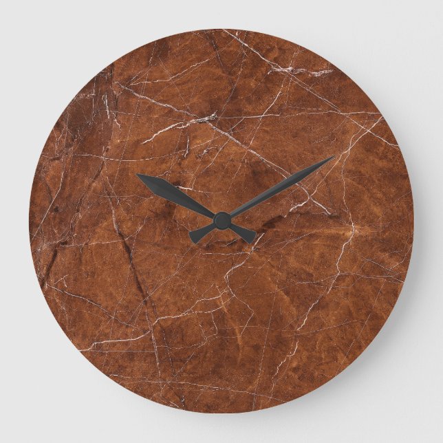 Brown Marble Glossy: Luxury Struktur Background Stor Klocka (Framsida)