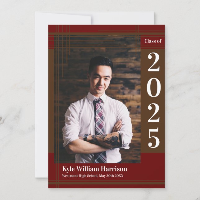 Brown Maroon School Färg Studenten Photo Play Inbjudningar (Framsida)