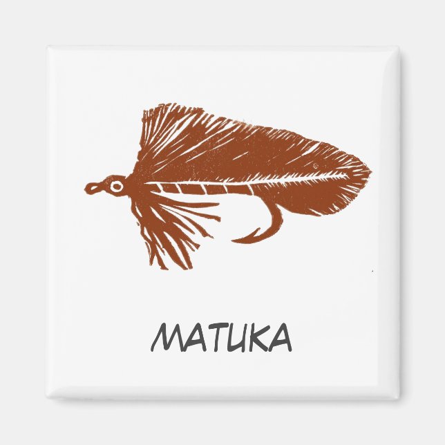 "Brown Matuka" Fågelfiske Art Magnet (Framsidan)