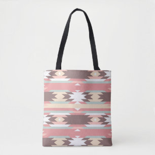 Brown, Mauve & Grönt Aztec Patterned Tote Bag Tygkasse