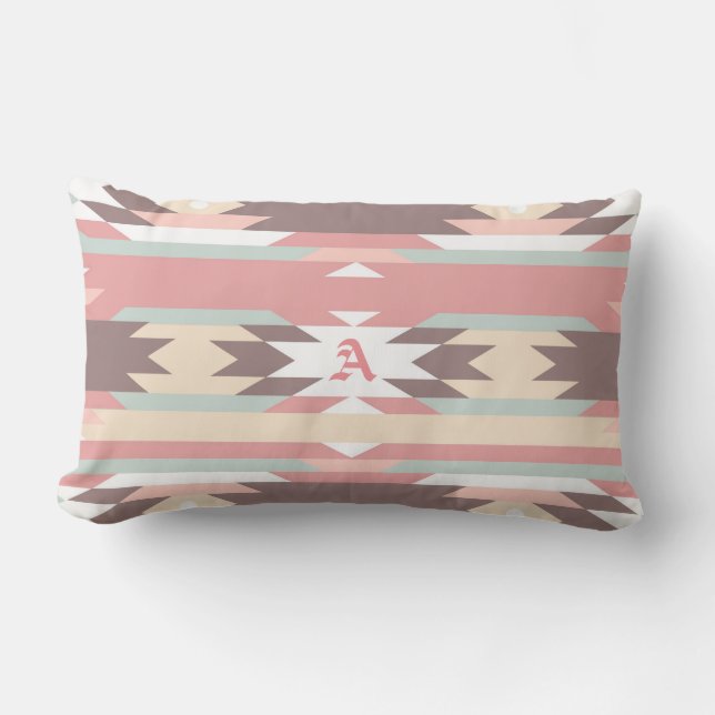 Brown, Mauve & Grönt Aztec, Southwest Pillow Lumbarkudde (Framsida)
