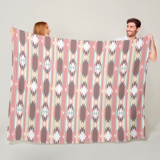 Brown, Mauve & Grönt Aztec, sydvästra Ull Fleecefilt (På plats)