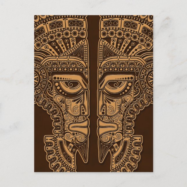 Brown Mayan Twillingars Mask Illusion Vykort (Framsida)