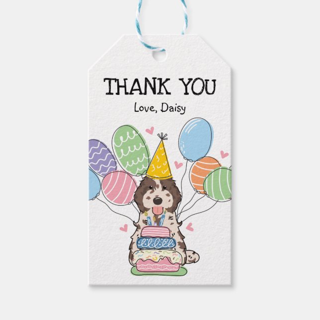 Brown Merle Cockapoo Cavapoo Födelsedagsfest Favor Presentetikett (Framsidan)
