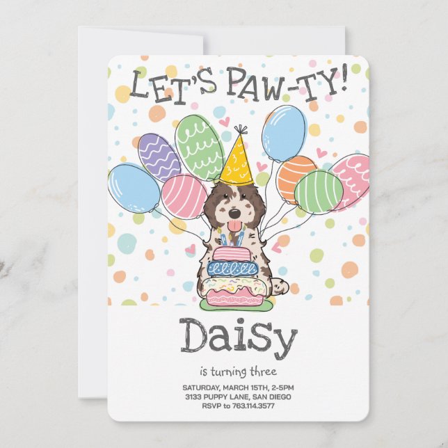 Brown Merle Cockapoo Cavapoo Hund Födelsedagsfest Inbjudningar (Framsida)