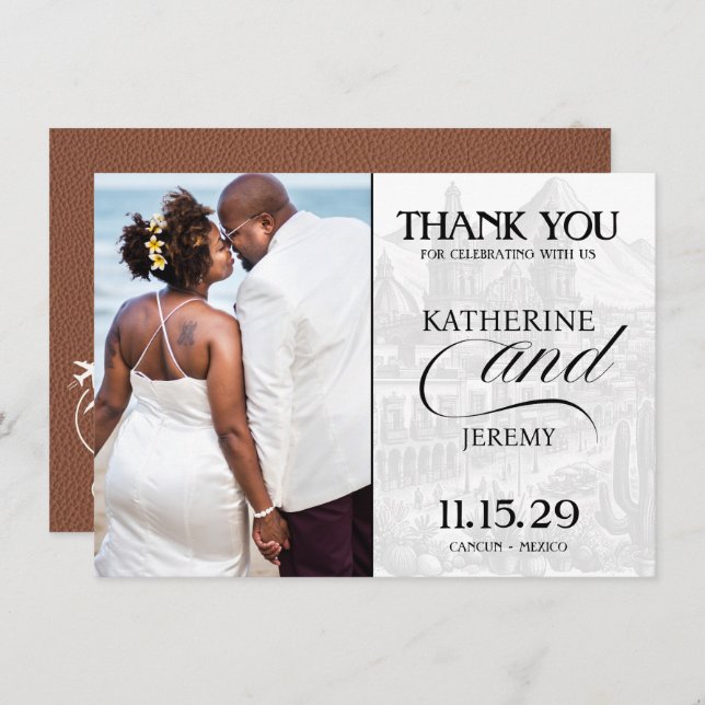 Brown Mexico Passport Tack Kort (Fram/baksida)