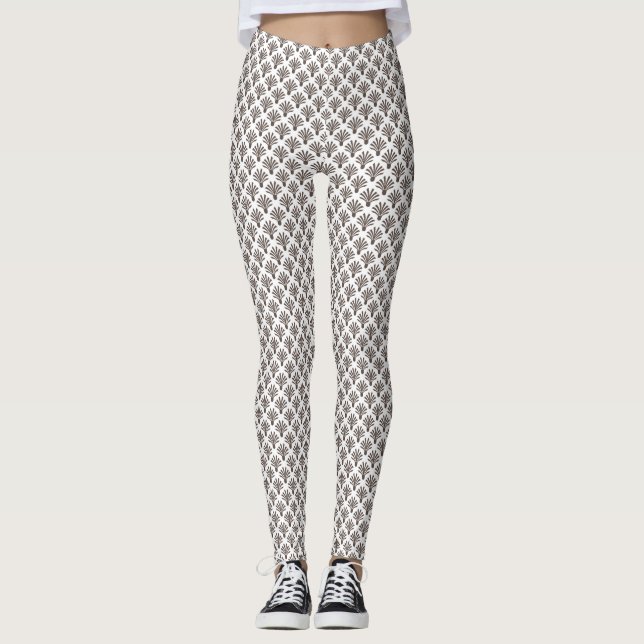 Brown Mini Handflatan Träd Kvinnors förband Leggings (Framsida)