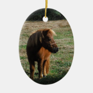 Brown Miniature Horses Julgransprydnad Keramik