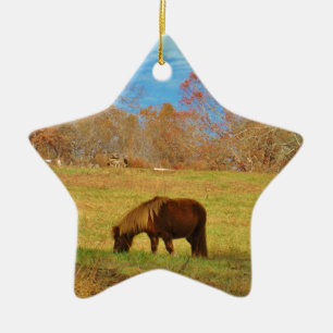 Brown miniature Pony Julgransprydnad Keramik