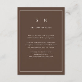 Brown Minimal Chic Border | Wedding Guest Details Tilläggskort