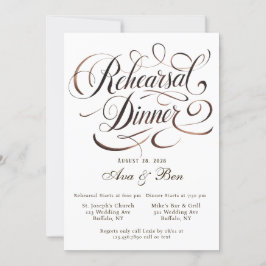 Brown Mocha Mousse Calligraphy Rehearsal Dinner Inbjudningar