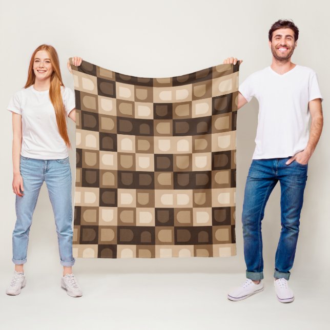 Brown Modern Boho Arch Geometric Aztec Mönster Fleecefilt (På plats)