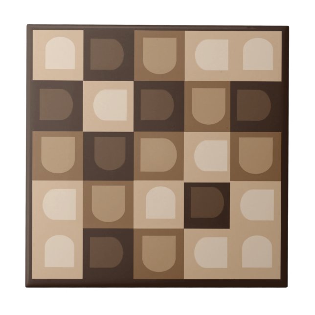 Brown Modern Boho Arch Geometric Aztec Mönster Kakelplatta (Framsidan)
