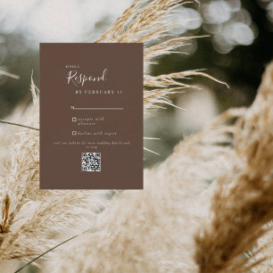 Brown Modern Bröllop QR Code OSA Kort