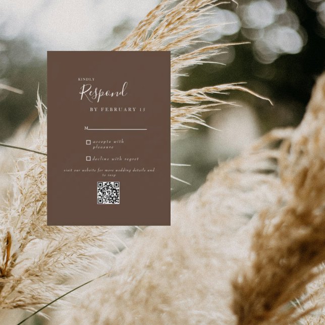 Brown Modern Bröllop QR Code OSA Kort (Skapare uppladdad)