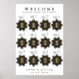 Brown Modern Minimal Wedding Seating Chart Poster