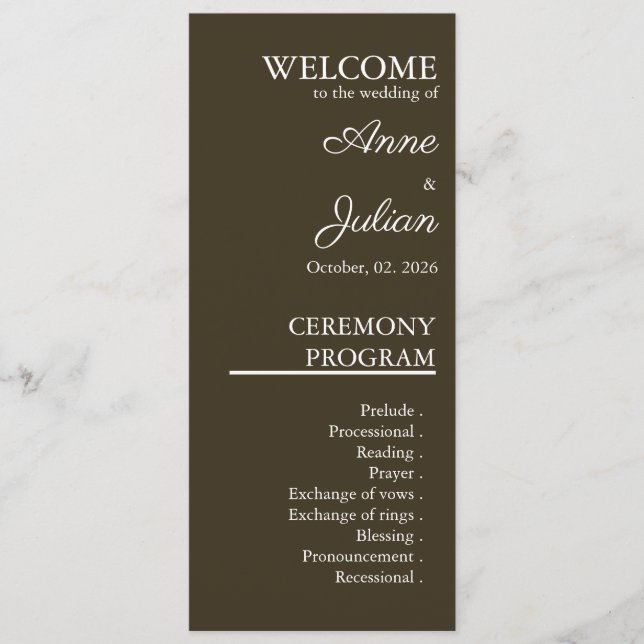 Brown Modern Minimalist Bridal Program QR Code (Framsida)