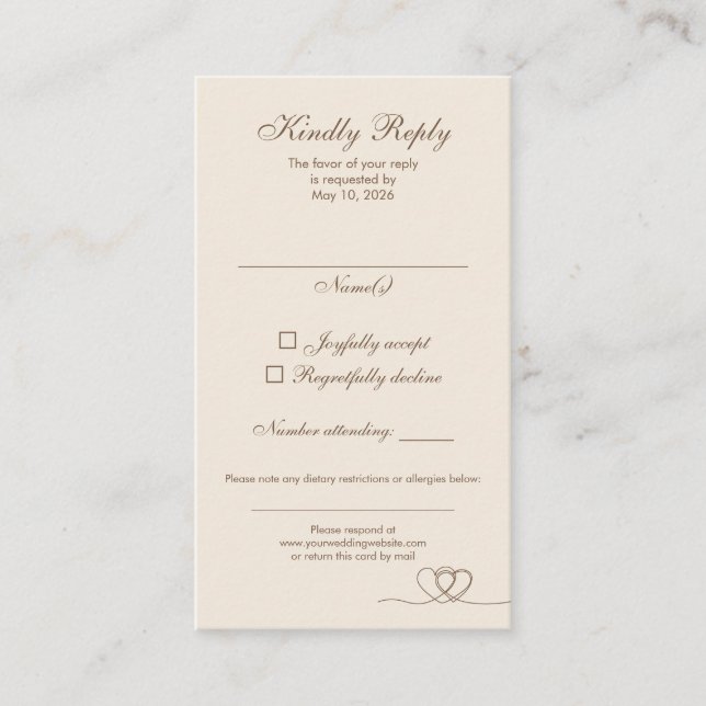 Brown Modern Mix and Match Wedding RSVP Card Visitkort (Framsida)