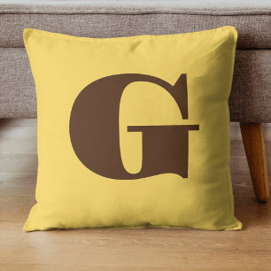 Brown Modern Monogram Dandelion Kudde