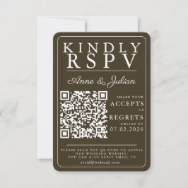 Brown Modern Photo RSVP Insert QR Code OSA Kort