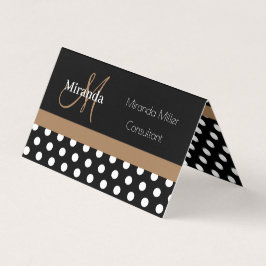 Brown Monogram Black White Polka Dot Visitkort
