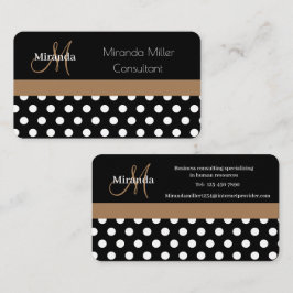 Brown Monogram Black White Polka Dot Visitkort